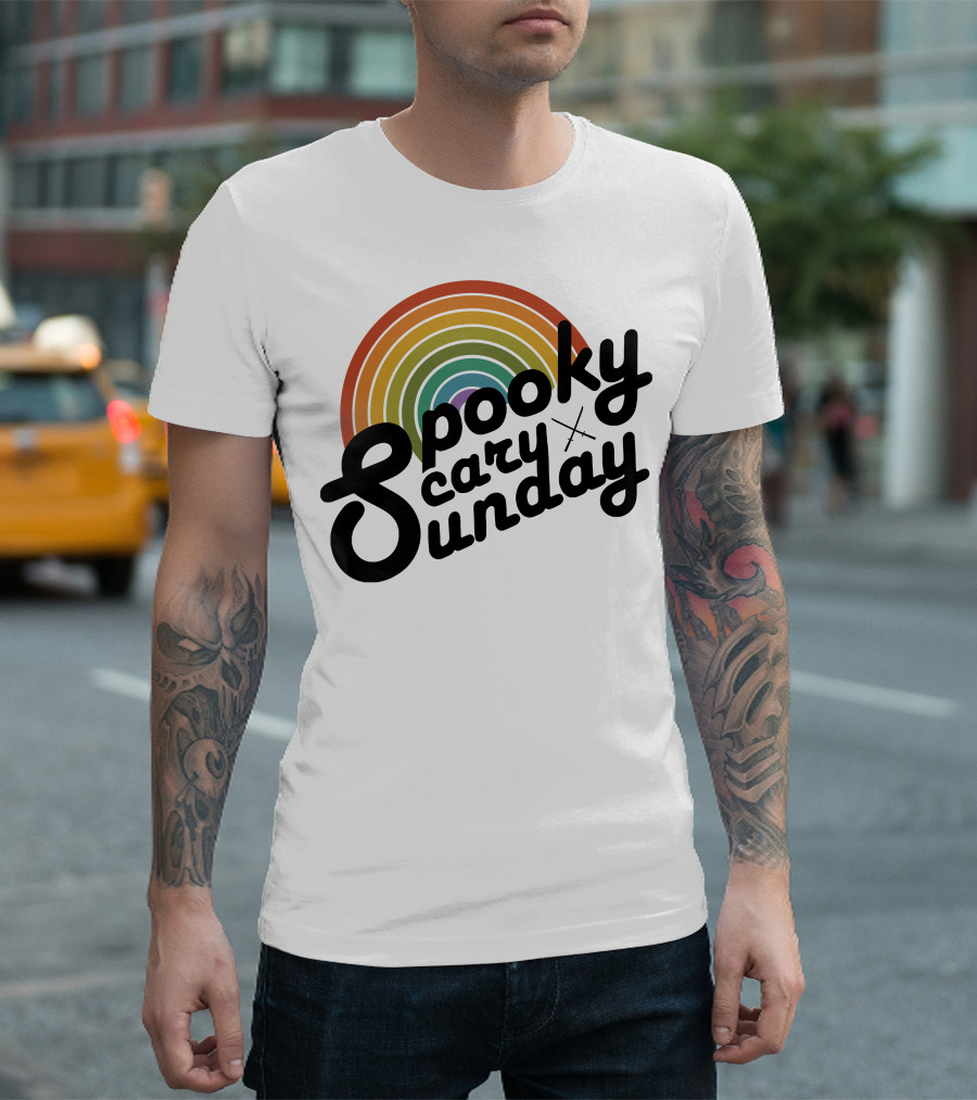 CoryxKenshin Spooky Scary Sunday Retro Rainbow T-Shirt