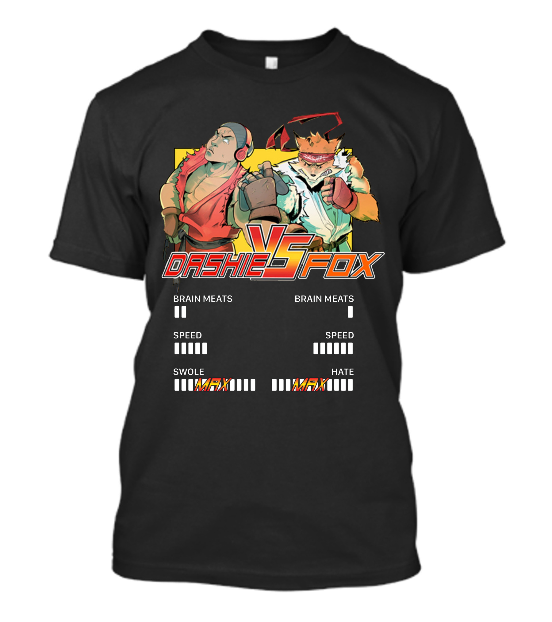 Dashie VS Fox Fighter Brain Meats Speed Swole Hate T-Shirt