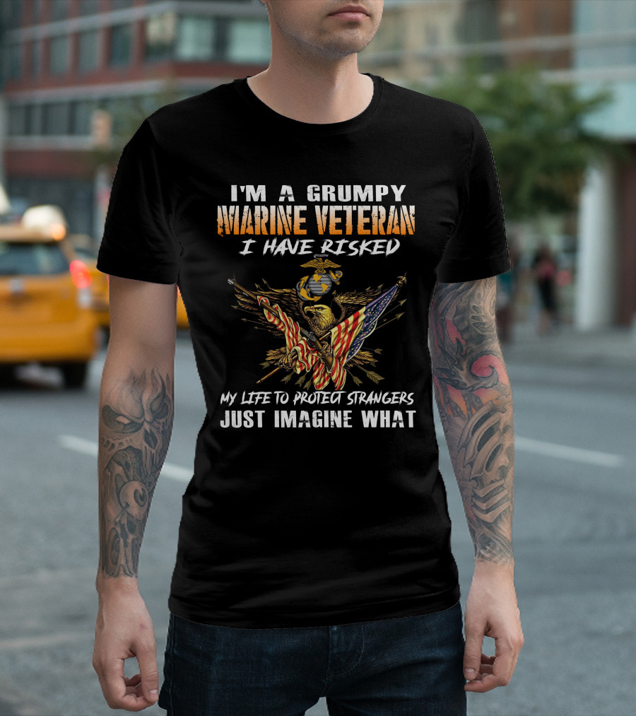 I'm A Grumpy Marine Veteran I Have Risked My Life To Protect Strangers Just Imagine What T-Shirt