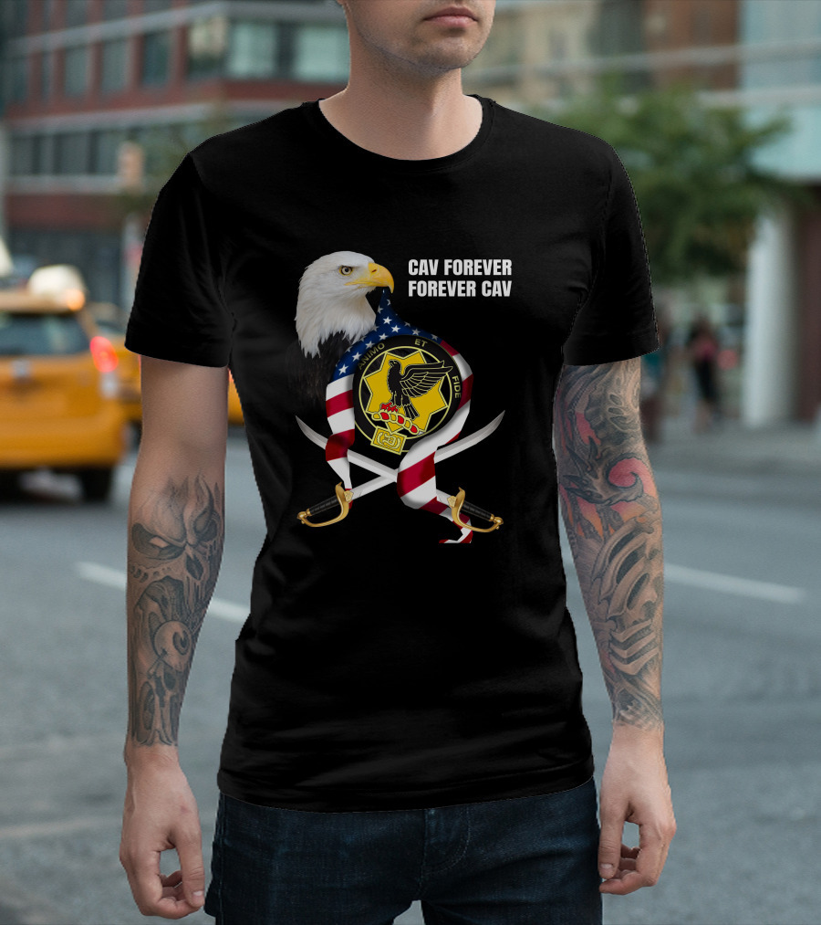 Cav Forever Animus Et Fide Bald Eagle American Patriotism T-Shirt