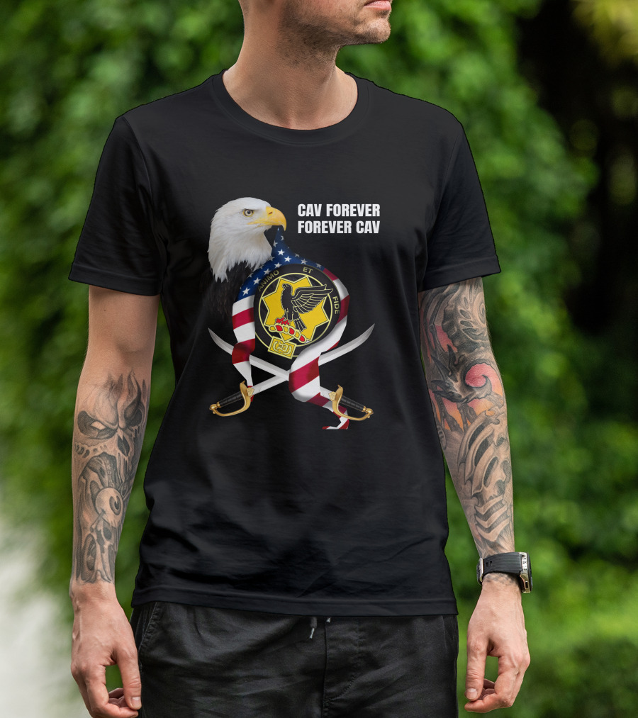 Cav Forever Animus Et Fide Bald Eagle American Patriotism T-Shirt