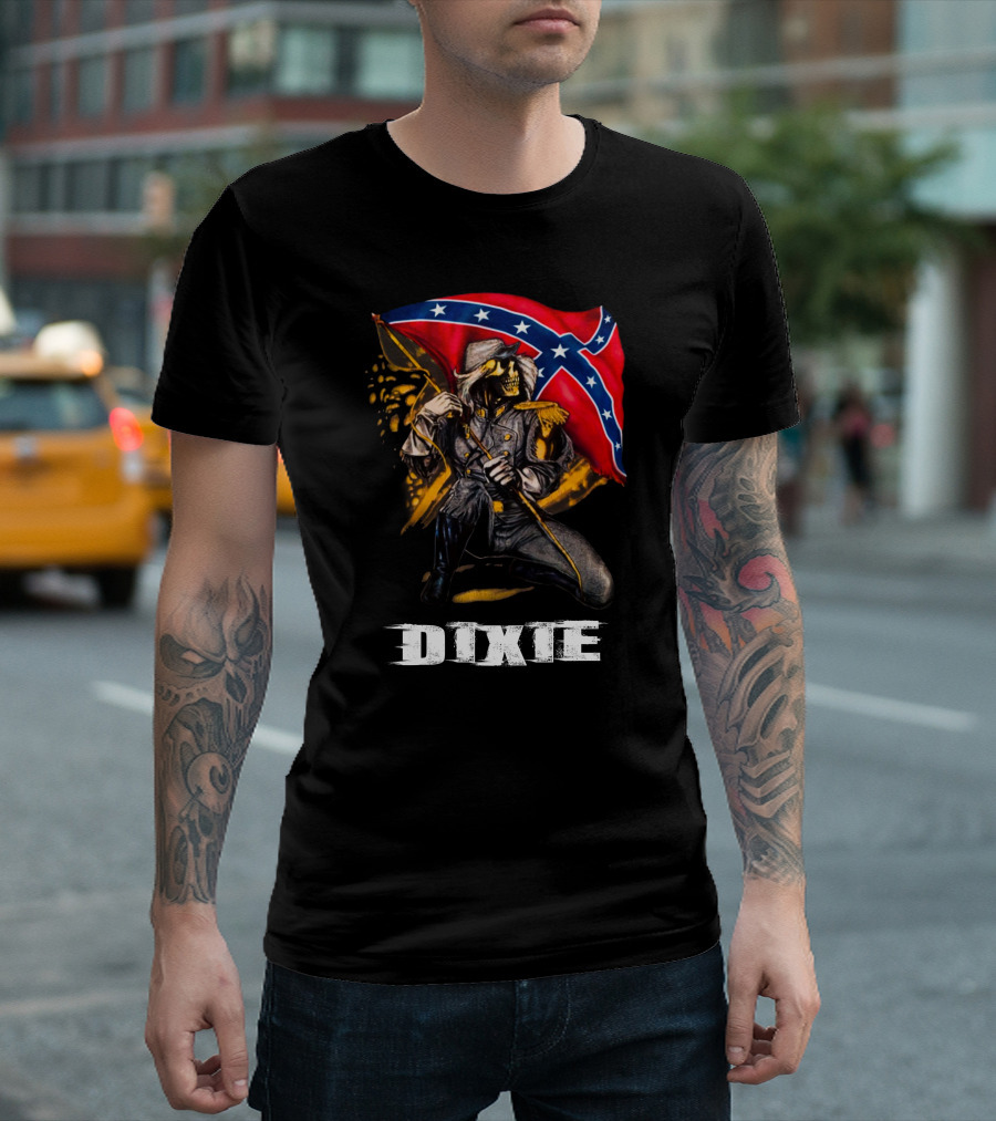 Dixie Confederate Flag Skeleton Soldier T-Shirt