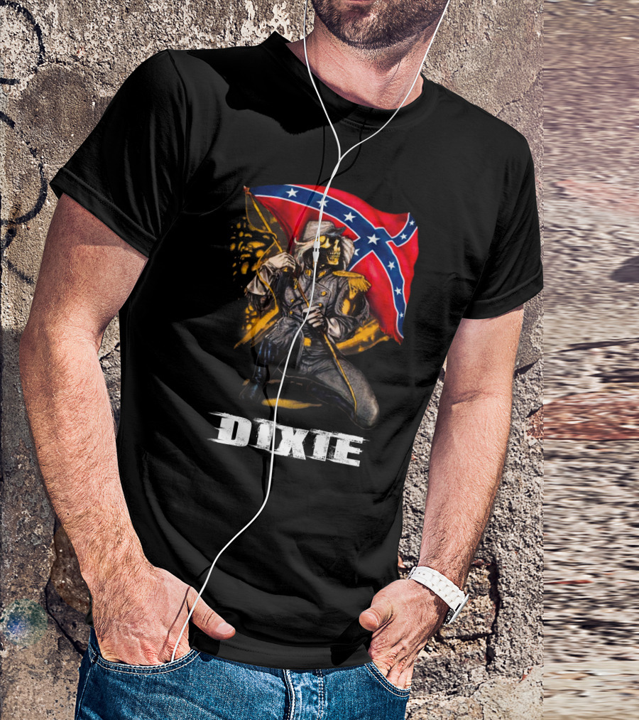 Dixie Confederate Flag Skeleton Soldier T-Shirt
