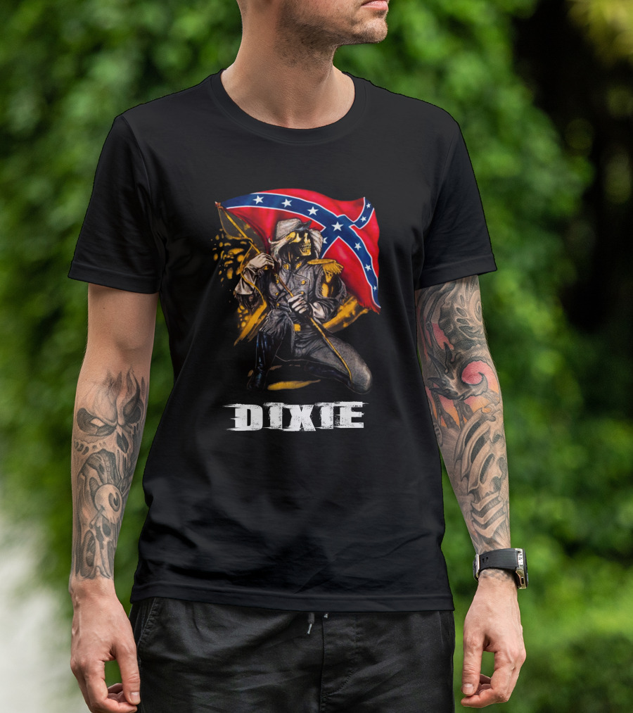Dixie Confederate Flag Skeleton Soldier T-Shirt