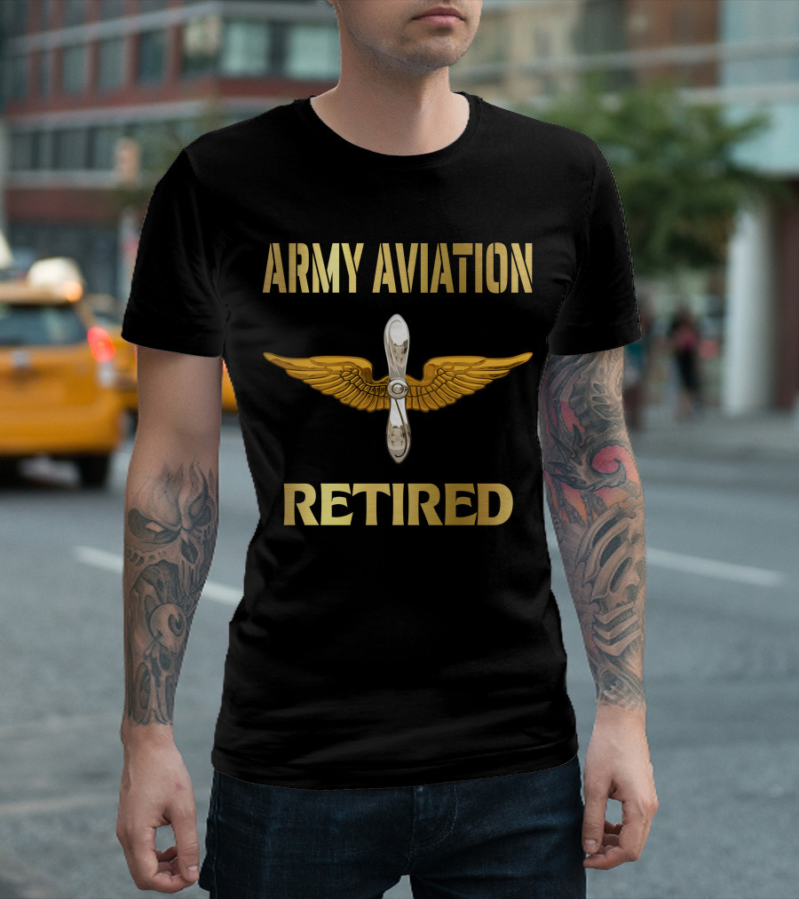 Army Aviation Retired Propeller Wings T-Shirt