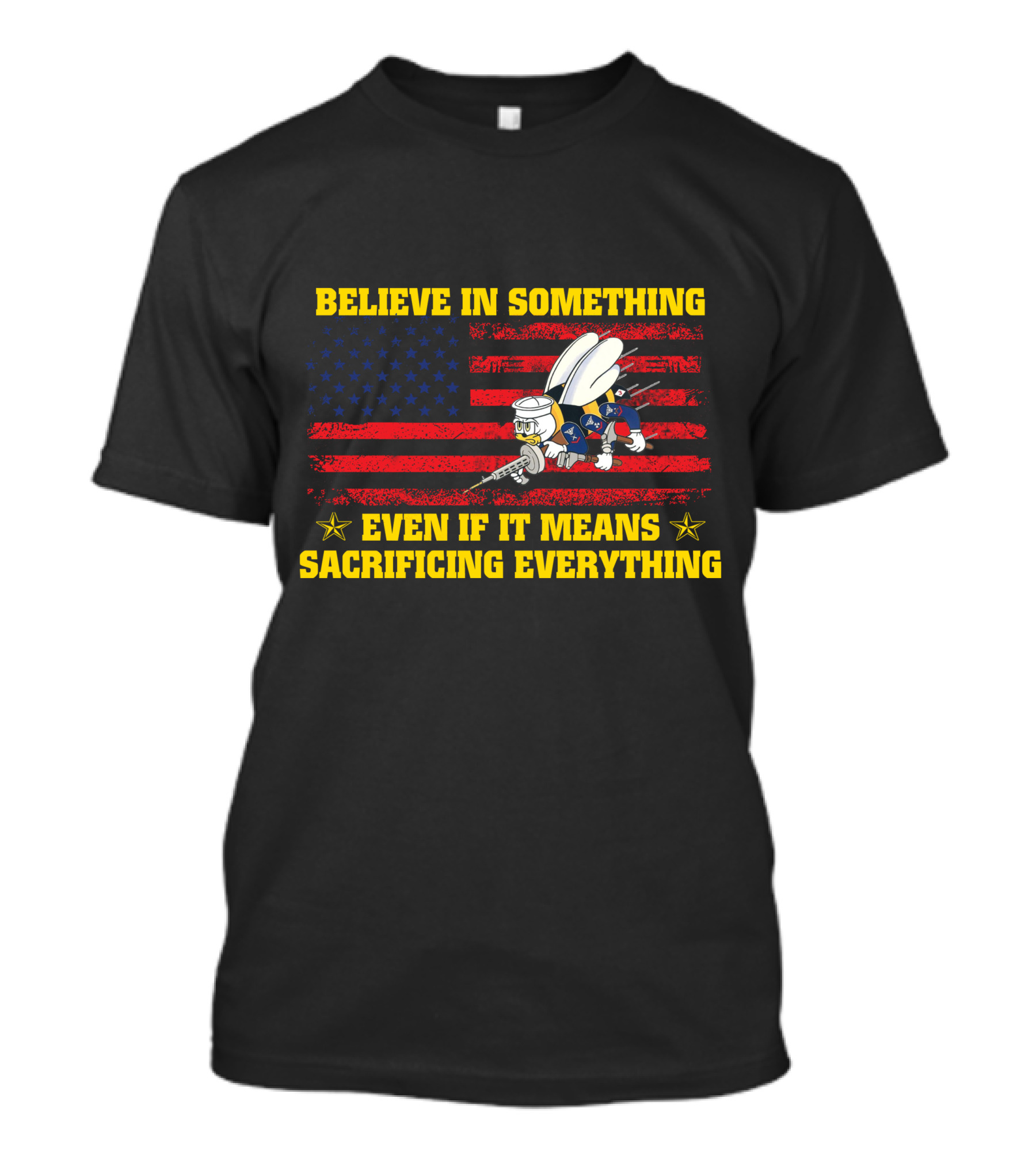 Believe In Something Even If It Means Sacrificing Everything Patriotic Bee Soldier With American Flag T-Shirt