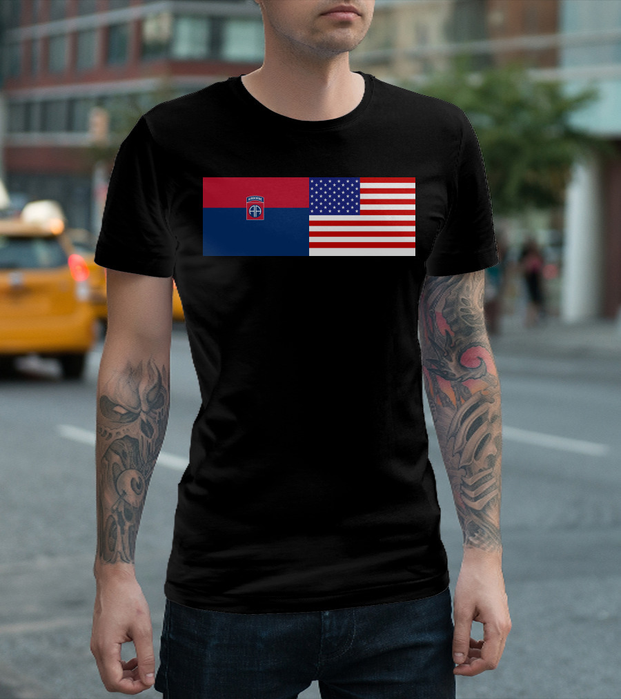 82Nd Airborne Division And American Flag Hklkh1 T-Shirt