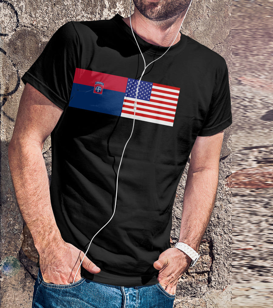 82Nd Airborne Division And American Flag Hklkh1 T-Shirt