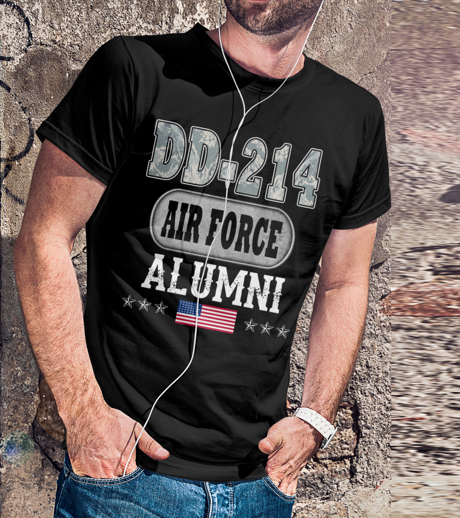 Dd-214 Air Force Alumni Usa Flag Stars T-Shirt