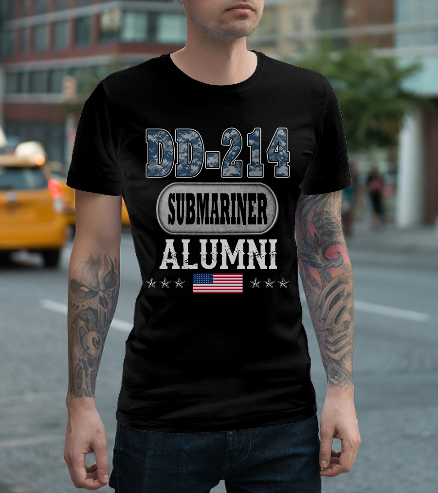 Dd-214 Submariner Alumni American Flag Stars T-Shirt