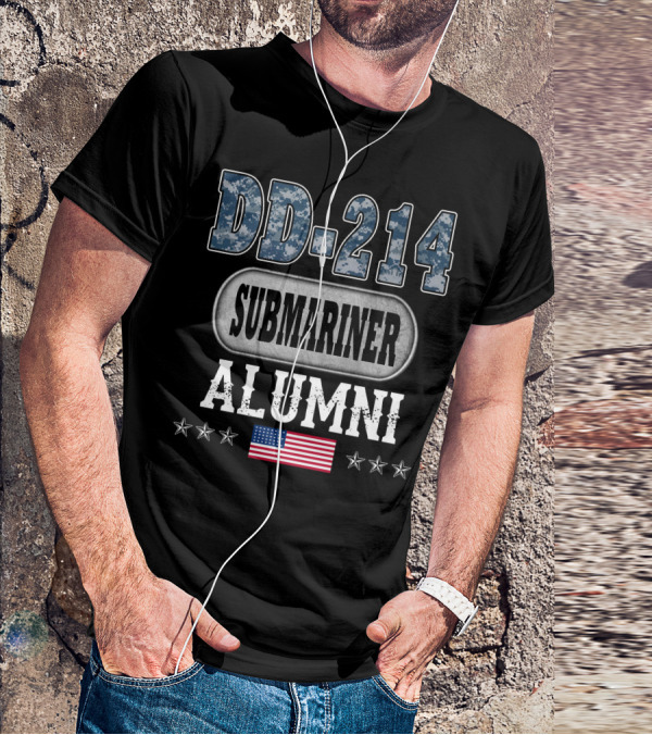 Dd-214 Submariner Alumni American Flag Stars T-Shirt