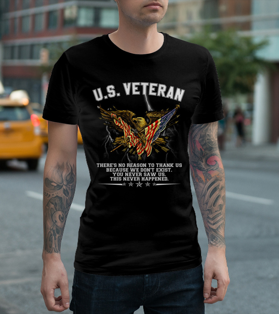 U.s. Veteran Eagle American Flag Patriotic Military Tribute T-Shirt