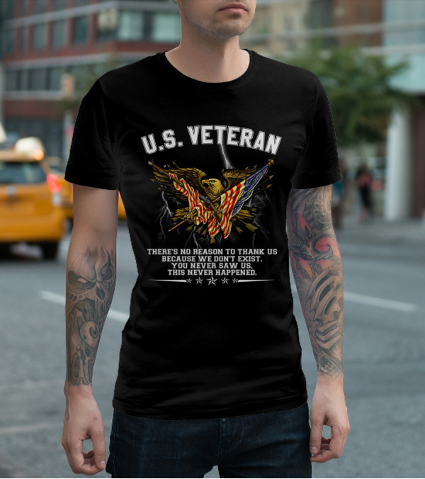 U.s. Veteran Eagle American Flag Patriotic Military Tribute T-Shirt
