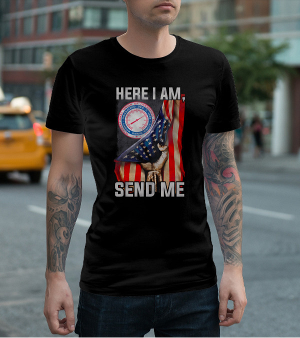 Here I Am Send Me International Union Of Operating Engineers Flag T-Shirt