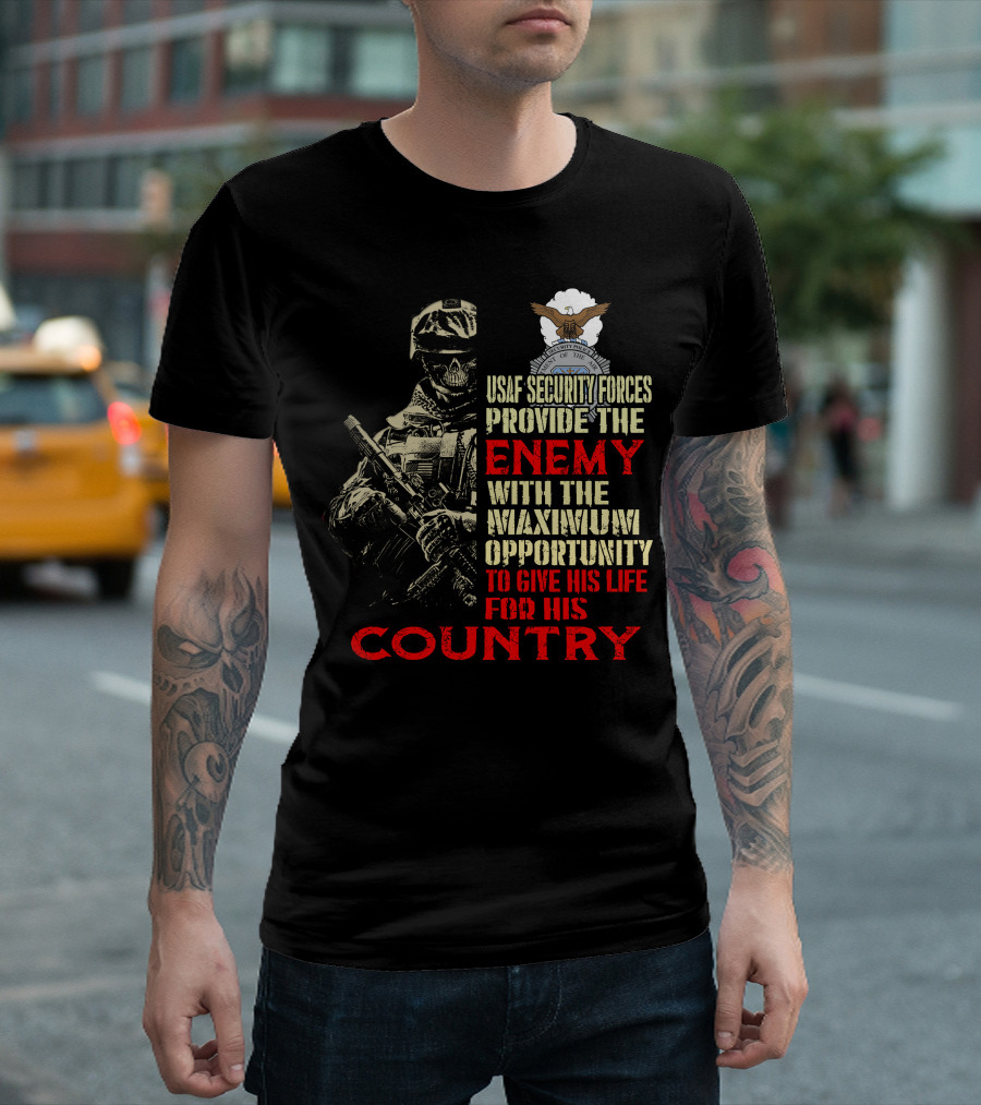 Usaf Security Forces Enemy Maximum Opportunity Country T-Shirt