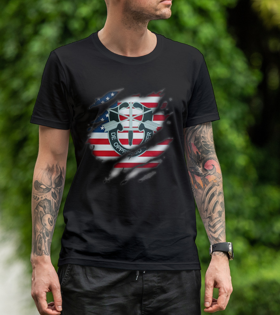 De Oppresso Liber American Flag Special Forces Hlkh148 T-Shirt