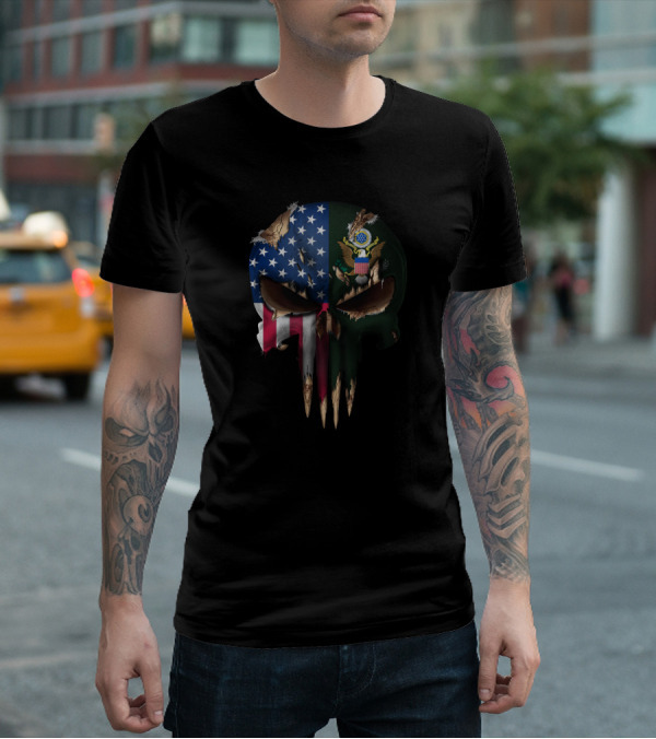 American Flag Skull With Great Seal Of The United States T-Shirt