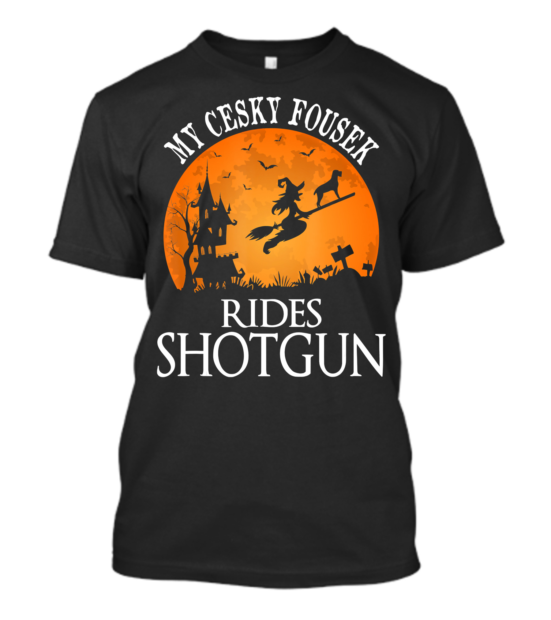 My Cesky Fousek Rides Shotgun Halloween Party T-Shirt