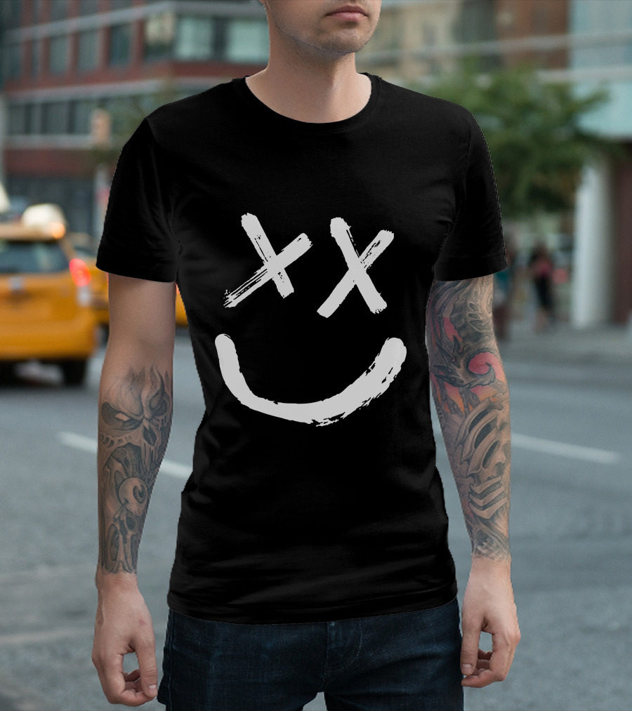 Reverse Smile Distressed Face T-Shirt