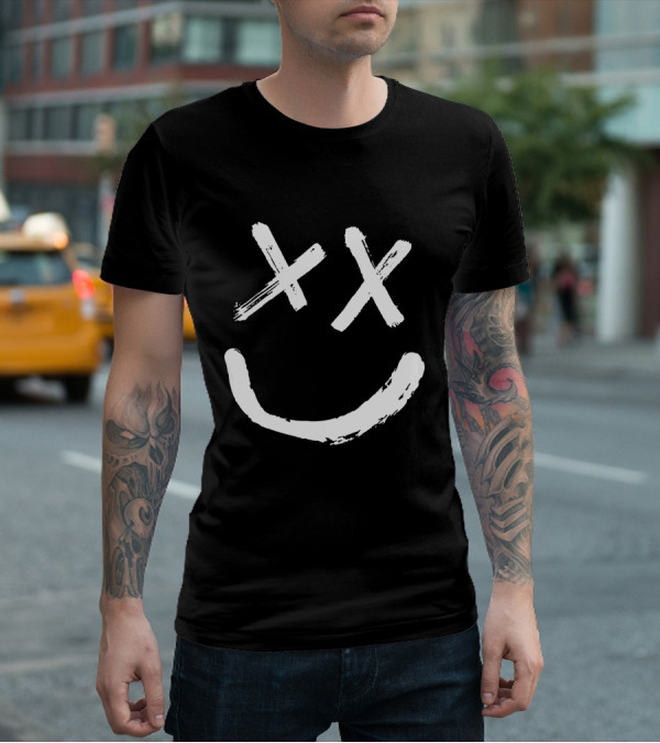 Reverse Smile Distressed Face T-Shirt