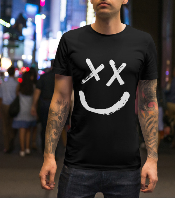 Reverse Smile Distressed Face T-Shirt