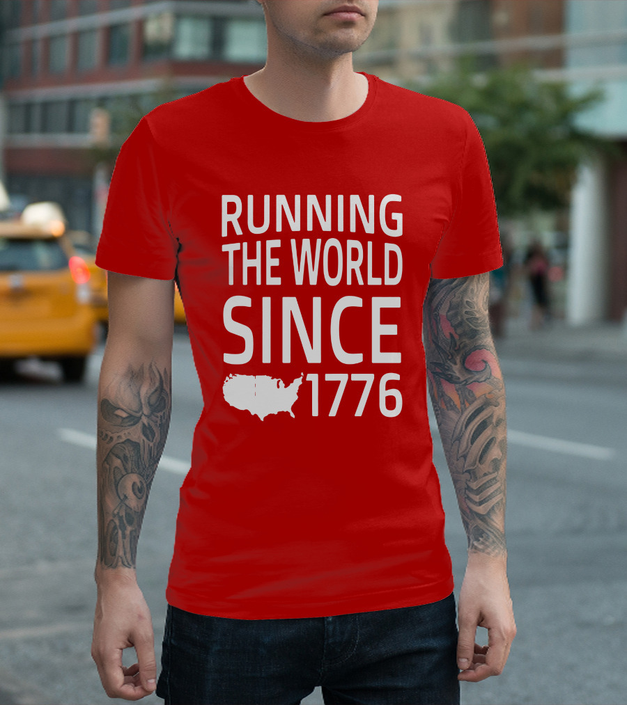 Running The World Since 1776 USA Map T-Shirt