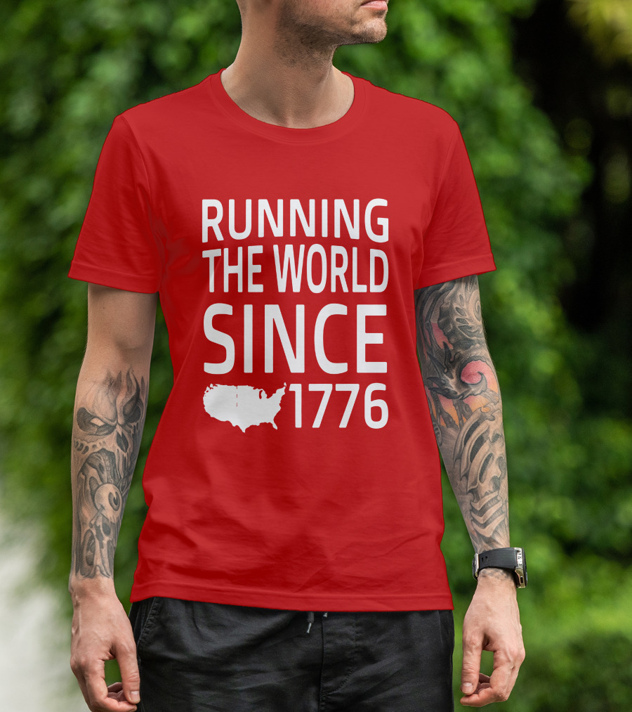Running The World Since 1776 USA Map T-Shirt