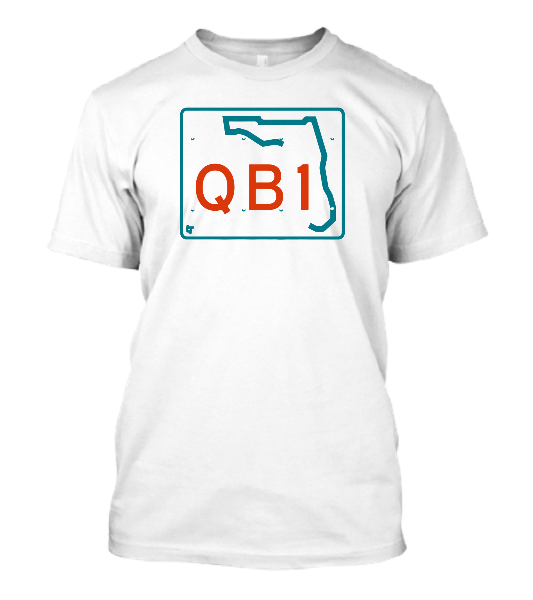Miami QB1 Florida Map License Plate T-Shirt