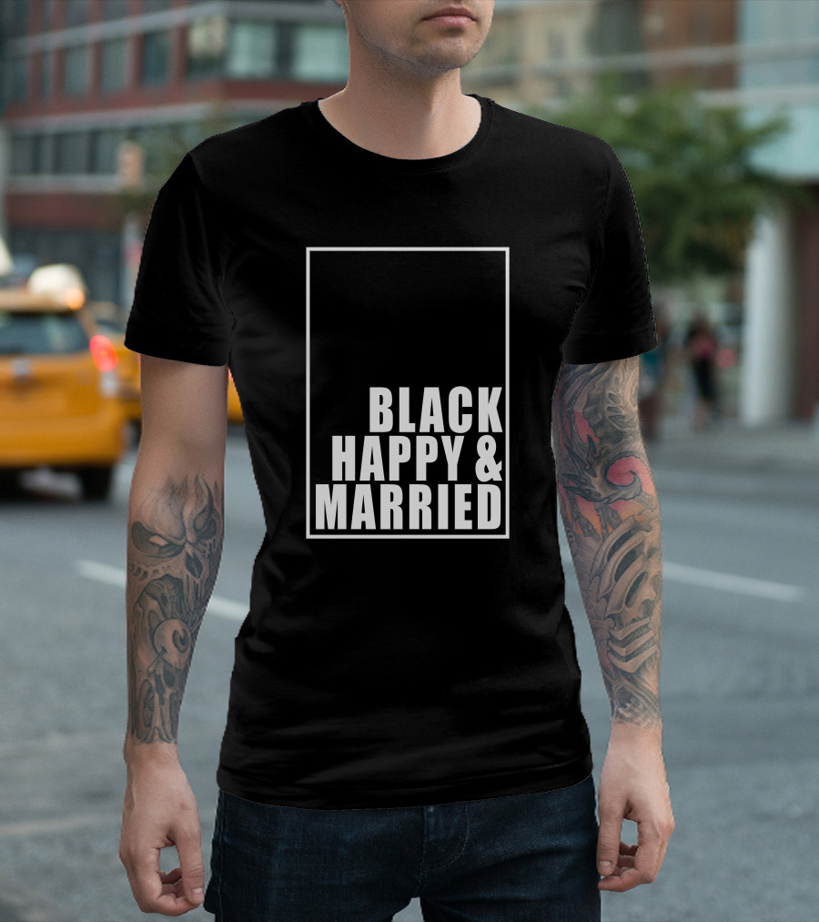 Black Happy and Married T-Shirt