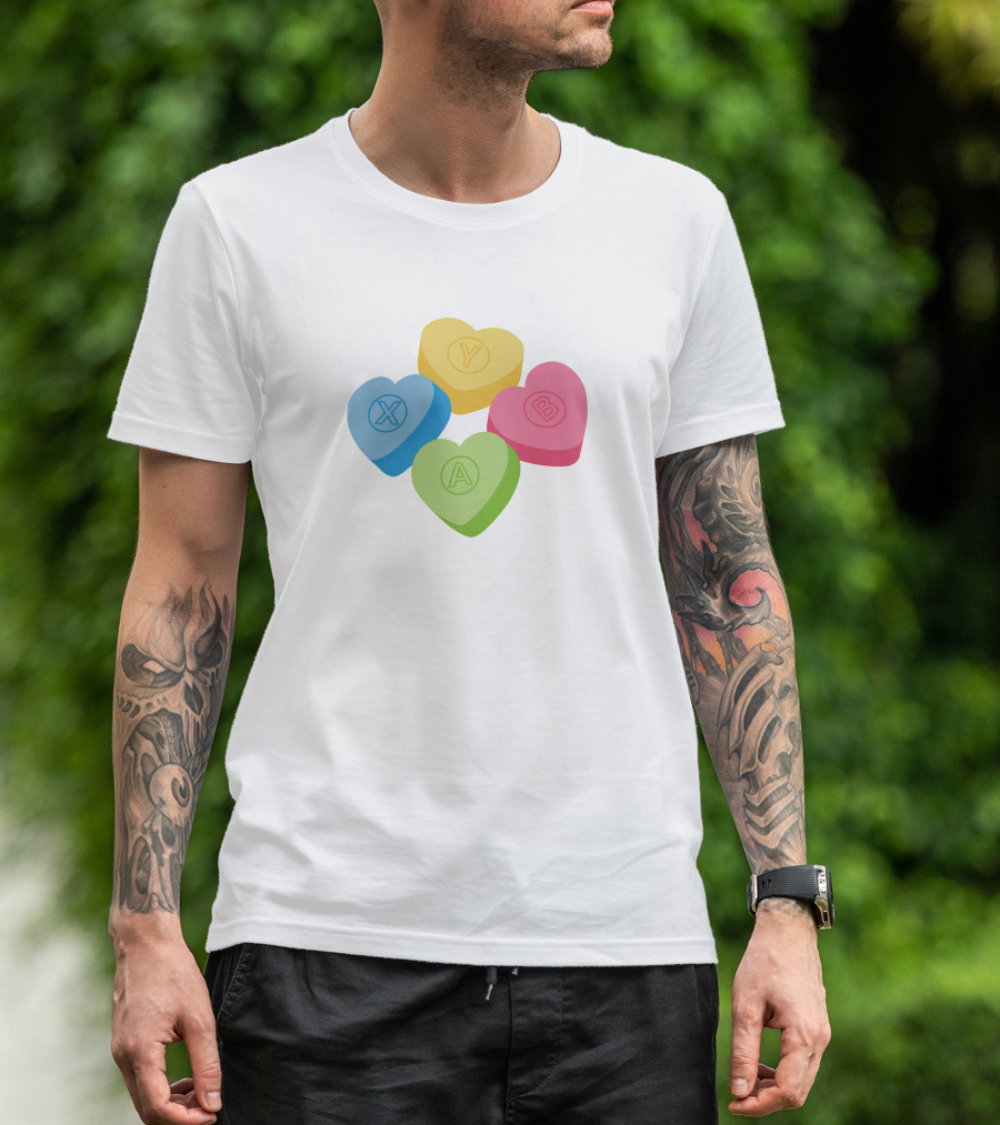 X Y A B Candy Hearts Valentine's Crew Neck T-Shirt