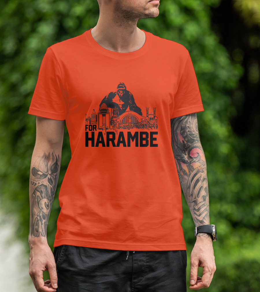 For Harambe Cincinnati Skyline Iconic Gorilla T-Shirt