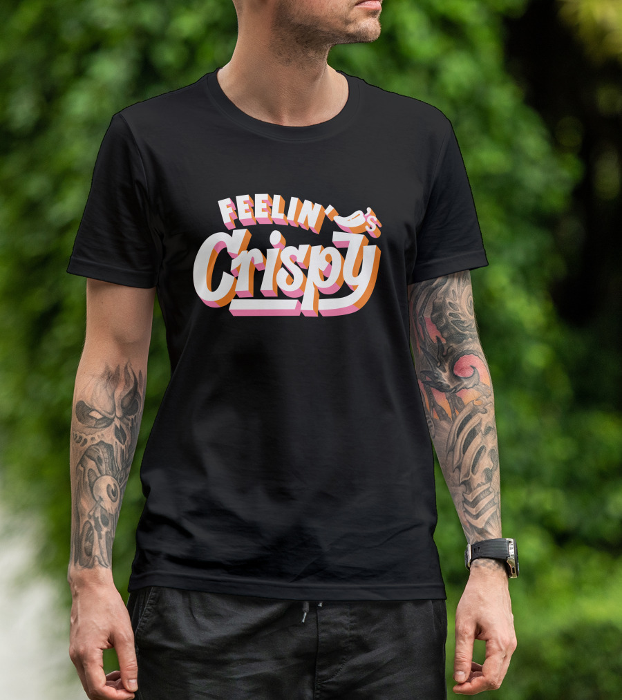 Feelin's Crispy Vibrant 3D Text Logo Beer Bar T-Shirt