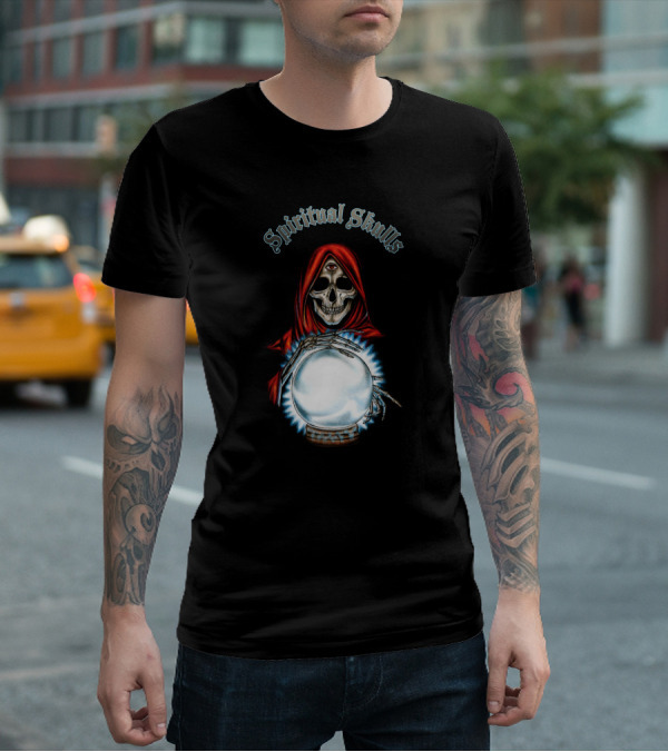 Spiritual Skulls Mystic Reaper With Crystal Ball T-Shirt