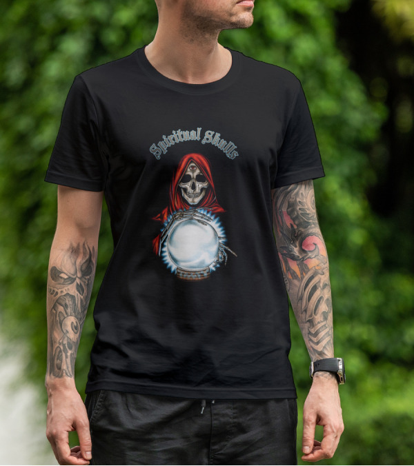 Spiritual Skulls Mystic Reaper With Crystal Ball T-Shirt
