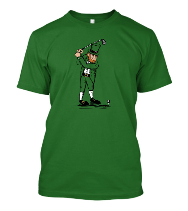 Irish Golfer With Leprechaun Swinging Club T-Shirt