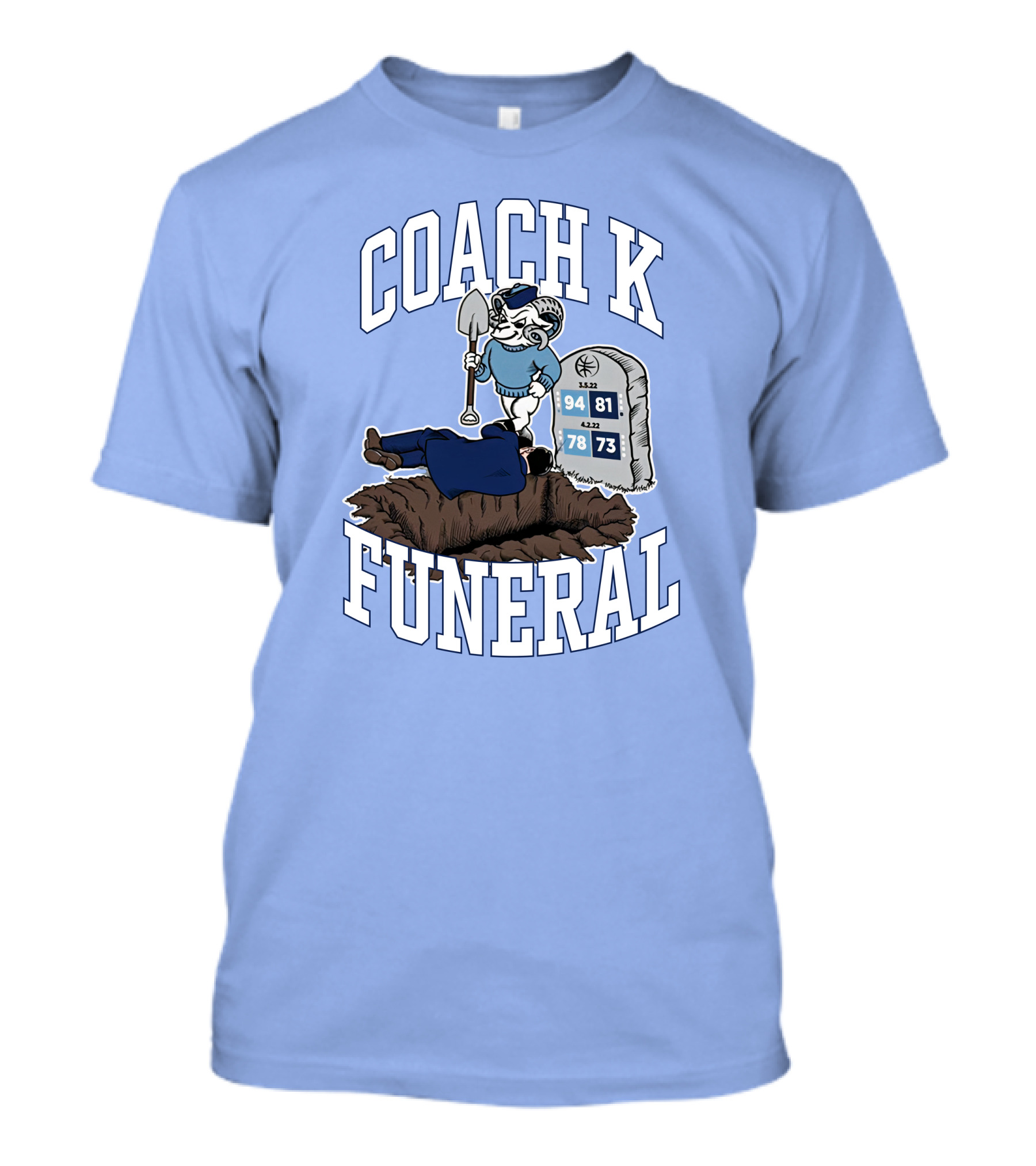 Coach K Funeral Blue Devil Gravesite Shovel Tombstone Basketball Numbers T-Shirt
