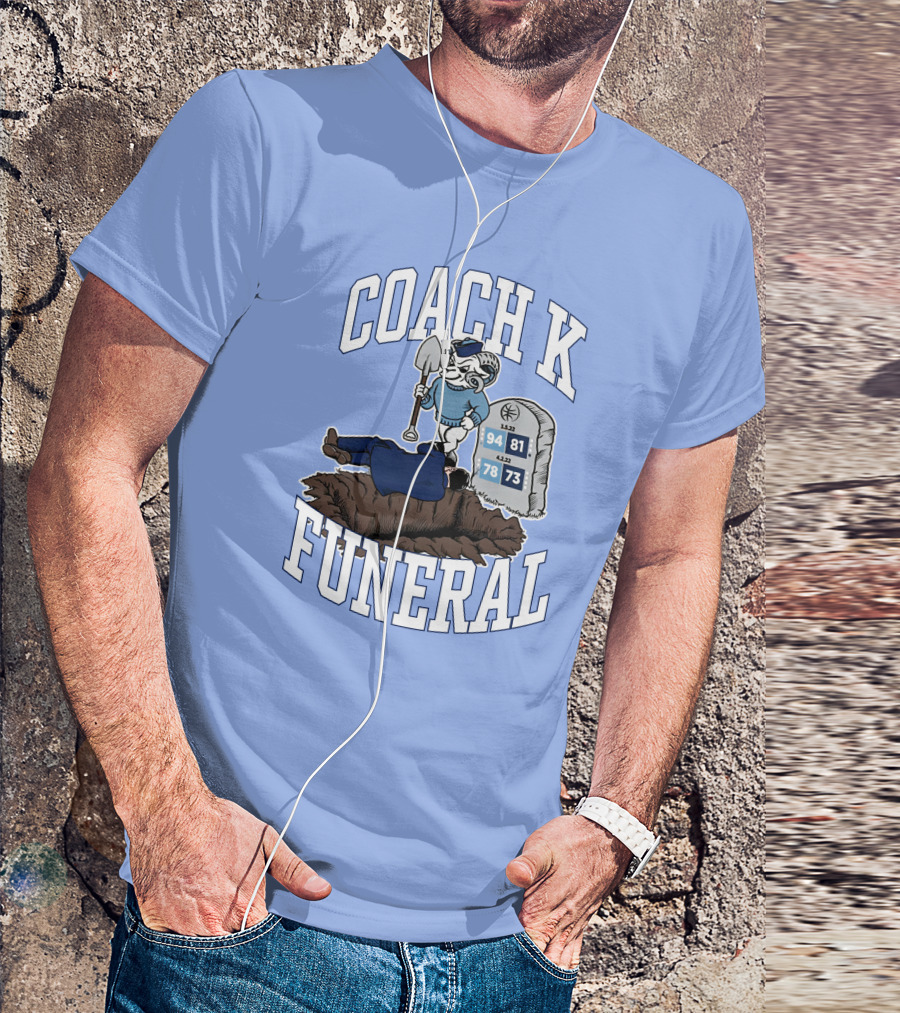 Coach K Funeral Blue Devil Gravesite Shovel Tombstone Basketball Numbers T-Shirt