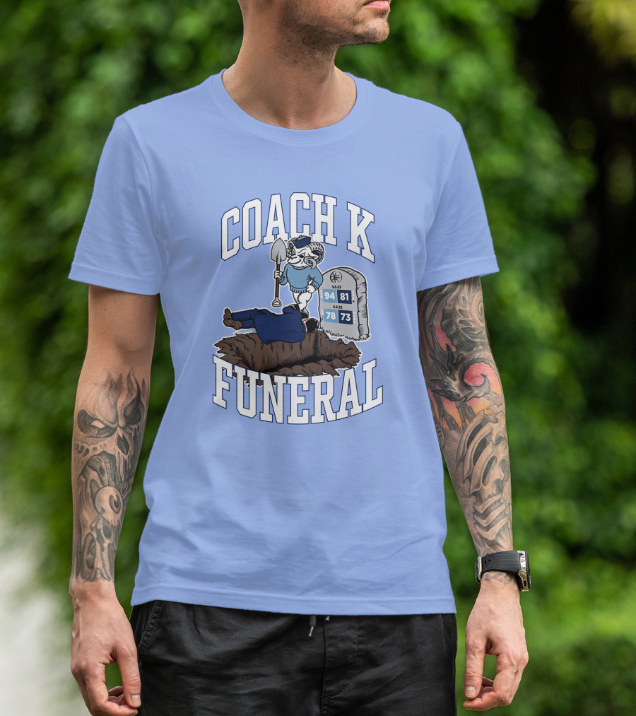 Coach K Funeral Blue Devil Gravesite Shovel Tombstone Basketball Numbers T-Shirt