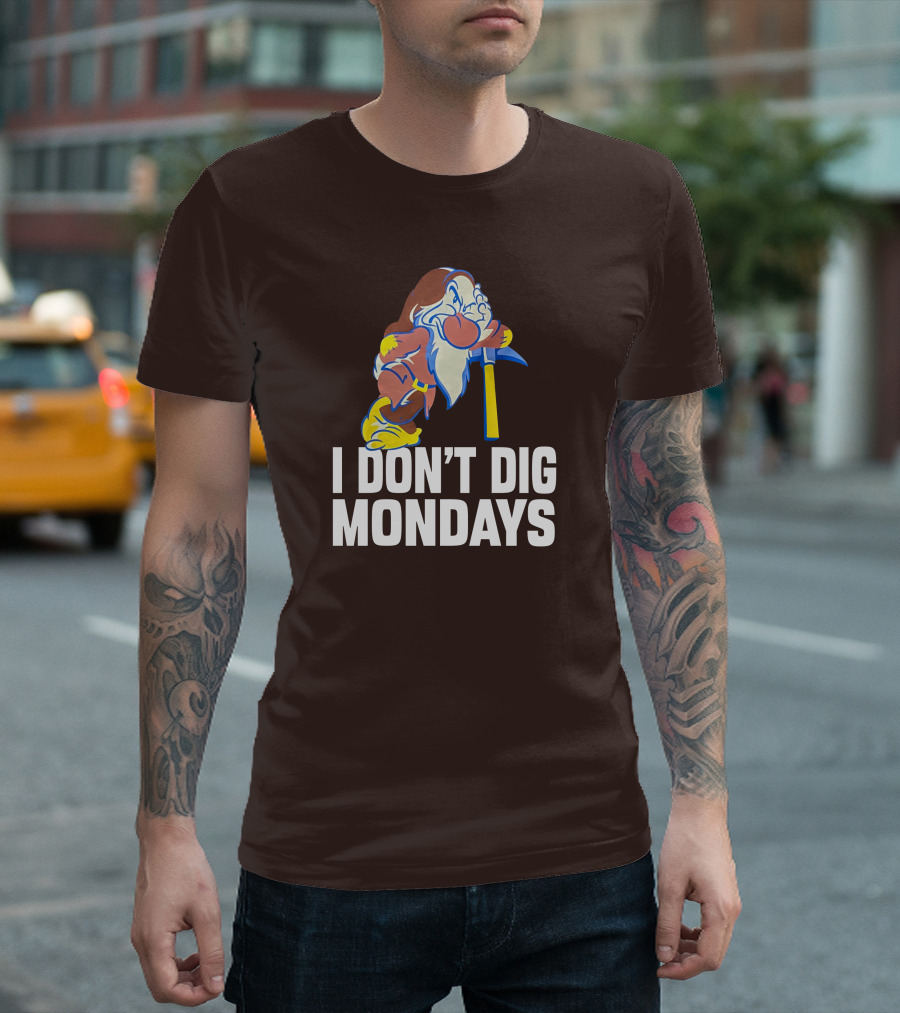 I Don’t Dig Mondays Grumpy Dwarf with Pickaxe T-Shirt
