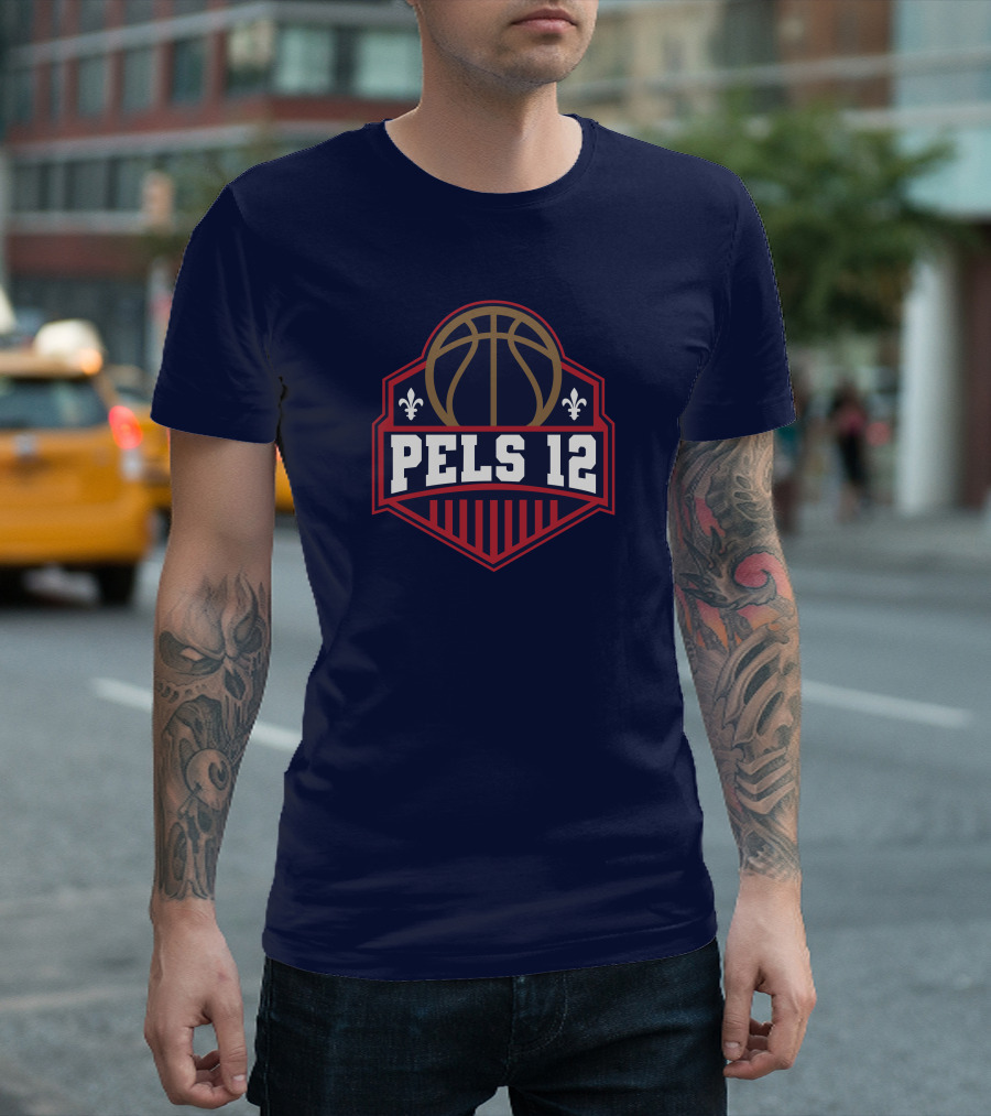 Pels 12 Basketball Fleur-de-lis Emblem T-Shirt