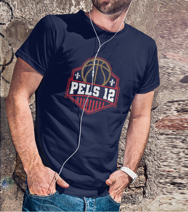Pels 12 Basketball Fleur-de-lis Emblem T-Shirt