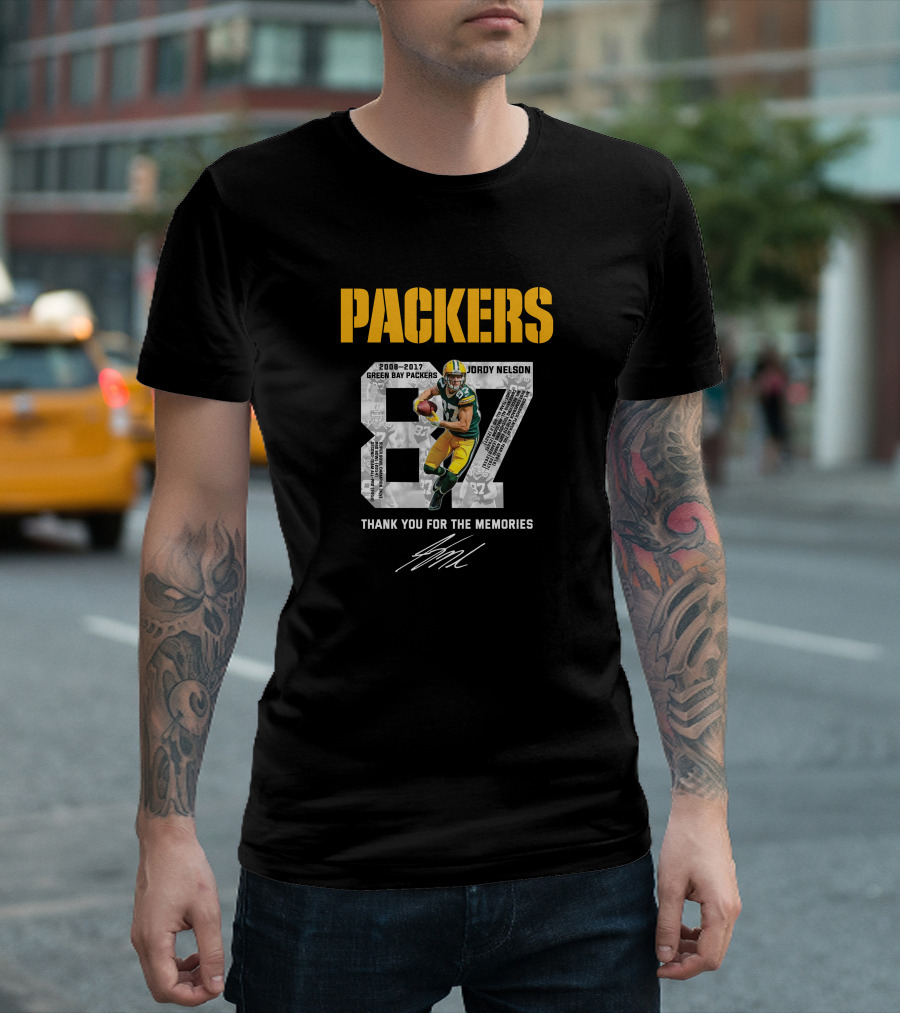 PACKERS 2008–2017 GREEN BAY PACKERS JORDY NELSON 87 THANK YOU FOR THE MEMORIES T-Shirt