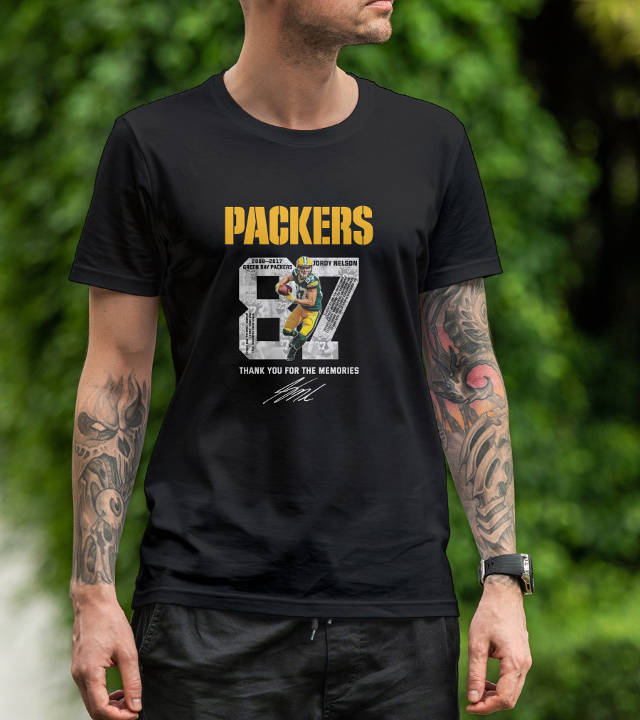 PACKERS 2008–2017 GREEN BAY PACKERS JORDY NELSON 87 THANK YOU FOR THE MEMORIES T-Shirt