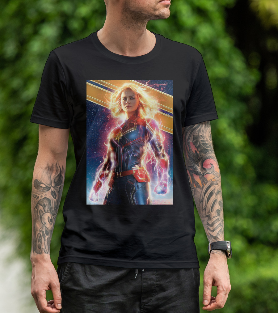 Captain Marvel Shining Heroic Power Cosmic Energy T-Shirt