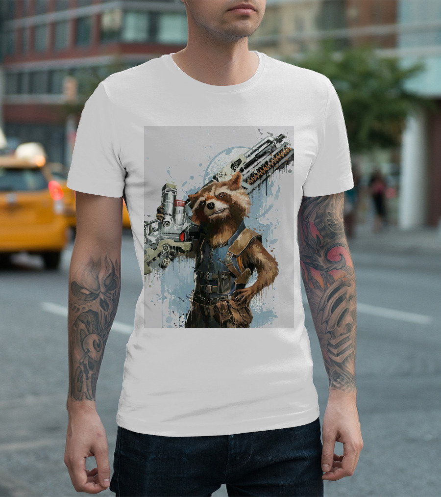 Rocket Raccoon Guardians Of The Galaxy Gun T-Shirt