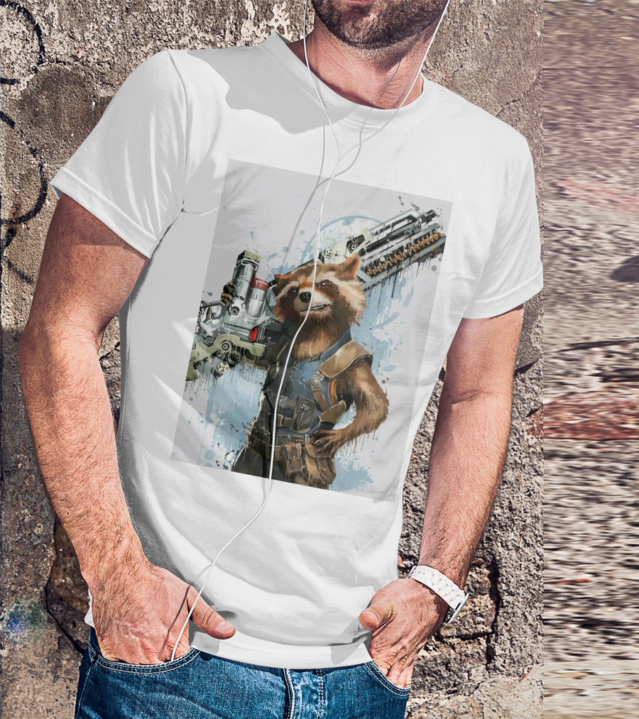 Rocket Raccoon Guardians Of The Galaxy Gun T-Shirt