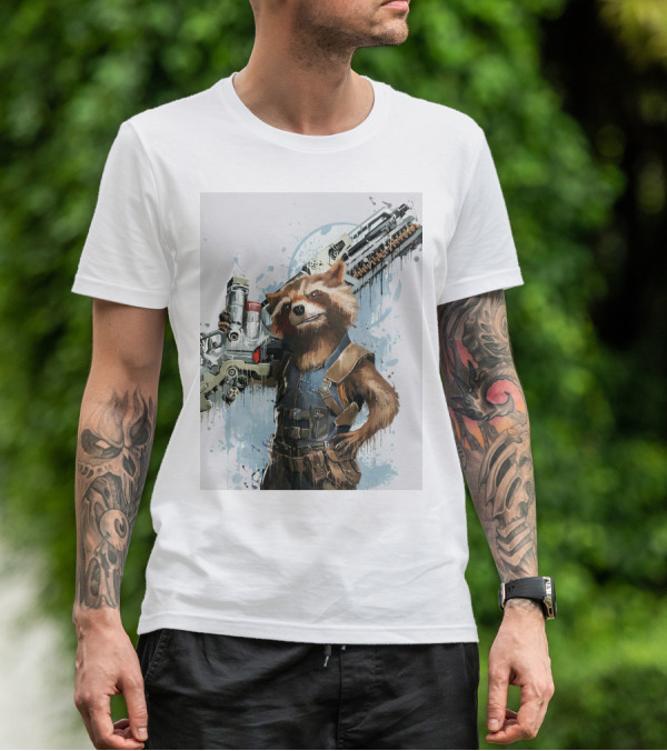 Rocket Raccoon Guardians Of The Galaxy Gun T-Shirt