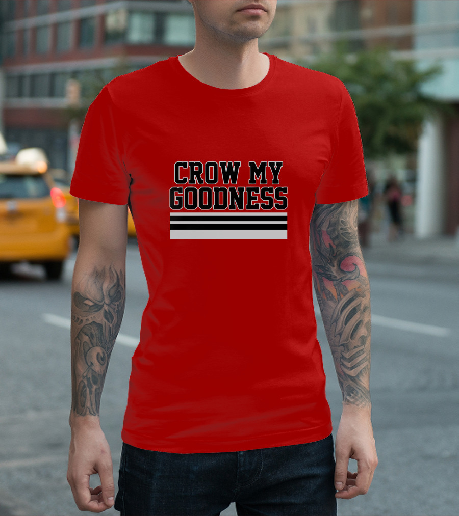 CROW MY GOODNESS Black and White Stripes T-Shirt