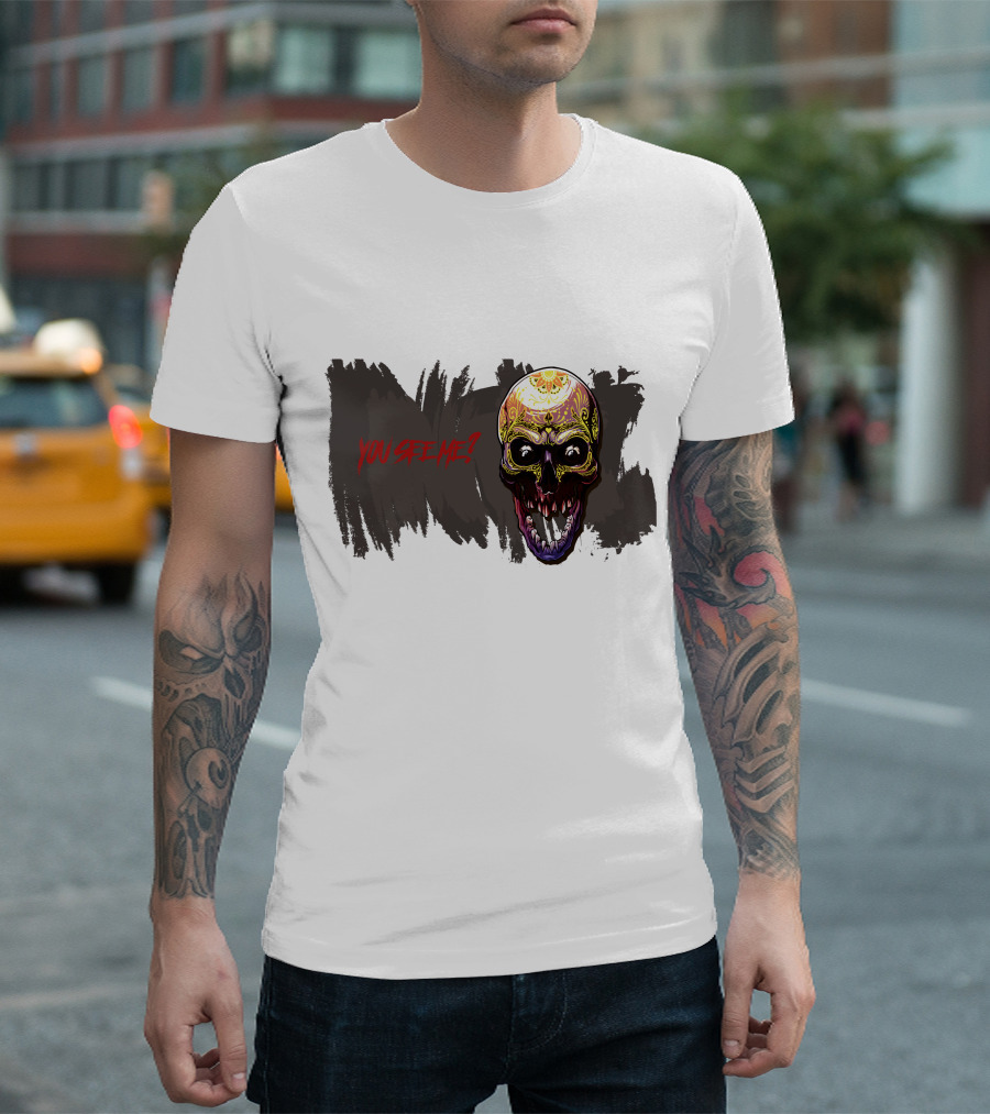 Skull Yellow Scary Horror You See Me T-Shirt