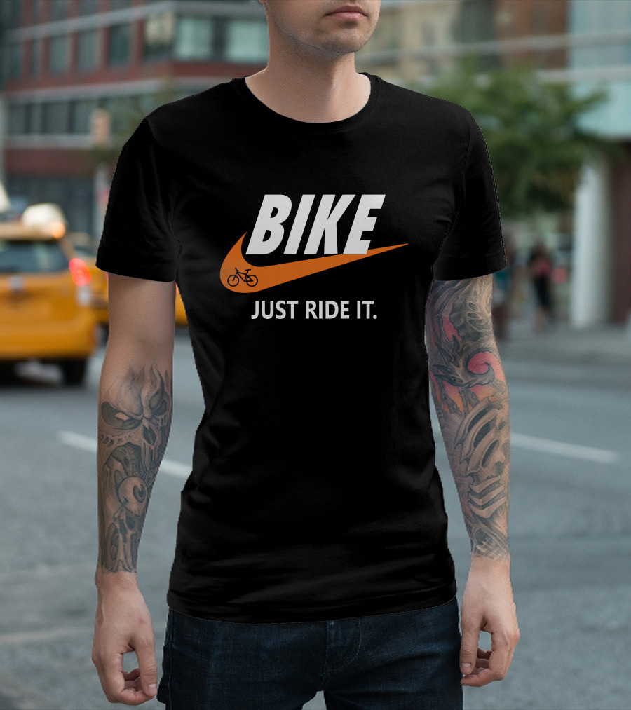 BIKE Just Ride It Swoosh Iconic Cycling T-Shirt